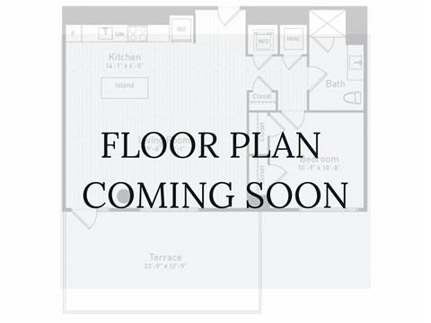 Floor plan for 1 bed, 1 bath, 636 sqft